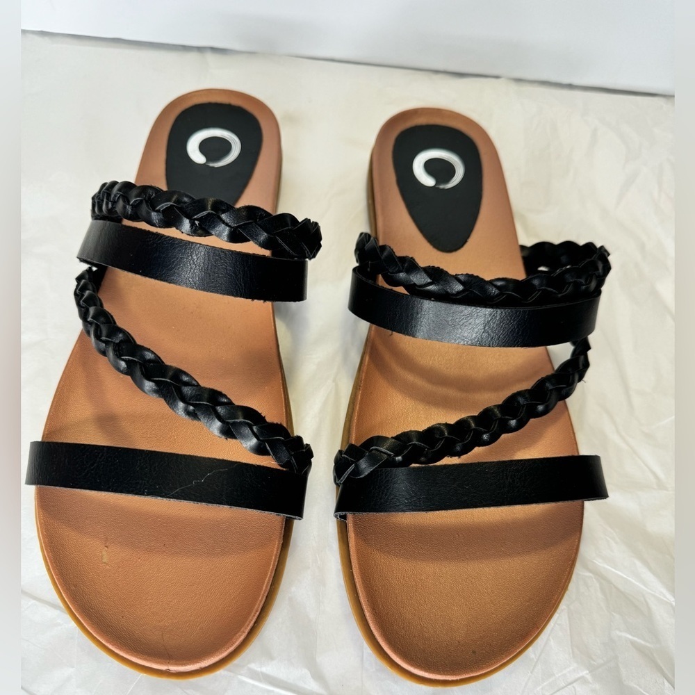 Journee Collection Womens Black Espadrille Sandals Slide Slip On Shoes Size 10 - Picture 4 of 5